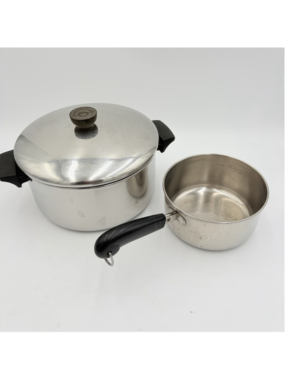 REVERE WARE Stainless Steel 6 Qt Stock Pot w/Lid & 1.5 Qt Saucepan USA Lot